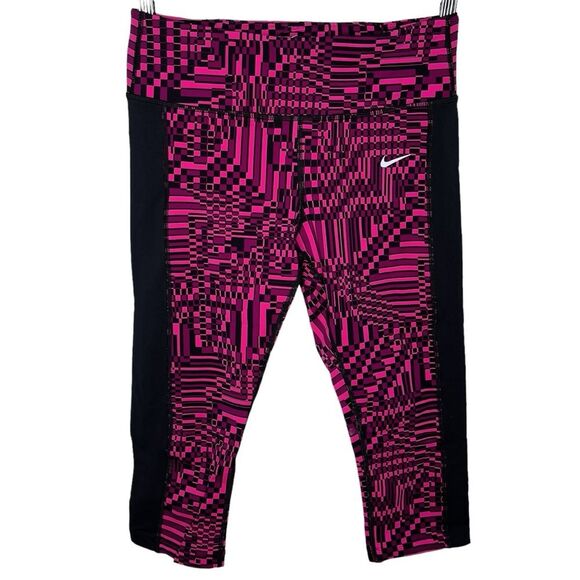 Nike Dri-Fit Epic Lux Capri Leggings sz M * Pink Black Running Capris Workout - Picture 1 of 3